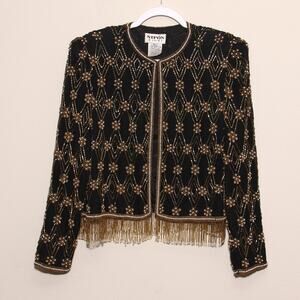 Vintage Nipon Night Beaded Evening Jacket Size Medium 80s
